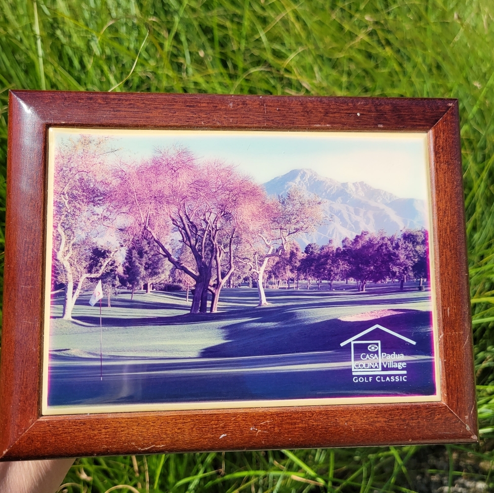 Wooden Box ~ Jewelry ~ Keepsake ~ Casa Colina Golf Course Motif ~ Memento Box